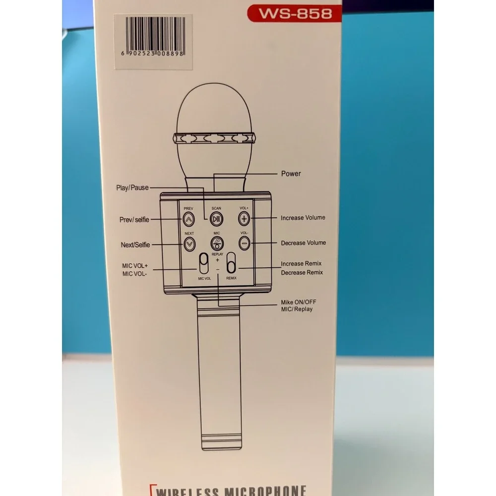 Wireless Karaoke Microphone/HiFi Speaker - Silver Handheld KTV WS-858